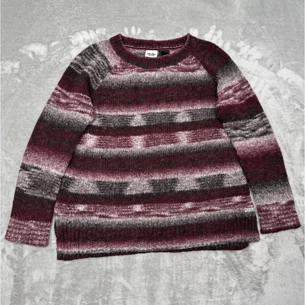 Harley Davidson Knit Sweater Womens Large Red Wool Striped Biker‎ Motorcycle Y2K